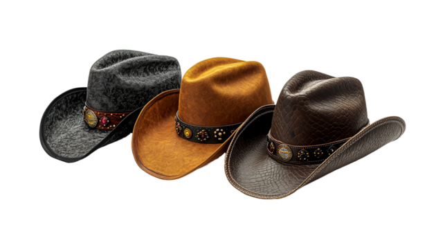 Cowboy hats isolated on transparent background
