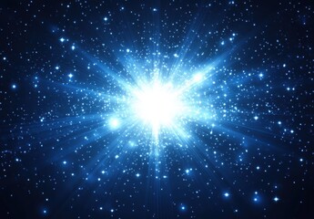 Bright Blue Starburst in Vast Galactic Space Representing Cosmic Energy and Astronomical Wonders to Captivate the Imaginations of Stargazers and Scientists
