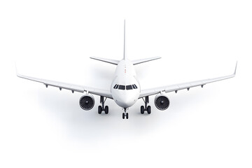 Obraz premium Flying passenger airplane. A white jet plane Isolated on white background