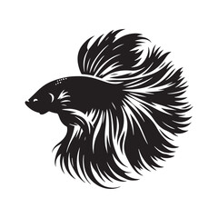 Stylized Betta fish silhouette, a bold and artistic impression - Betta fish illustration - Minimalist Betta vector - Fish silhouette
