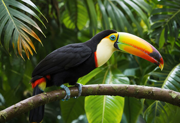 Fototapeta premium Toekan in a tropical jungle 