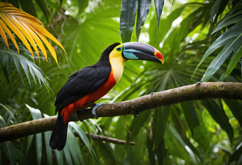 Naklejka premium Toekan in a tropical jungle 