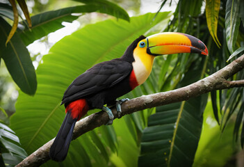 Naklejka premium Toekan in a tropical jungle 