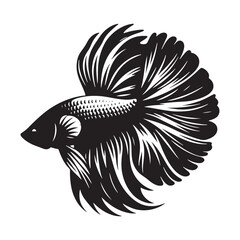 Vibrant Betta fish silhouette, a symbol of fluid motion - Betta fish illustration - Minimalist Betta vector - Fish silhouette
