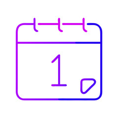 Calendar Icon with Number One in Purple and Blue Gradient  