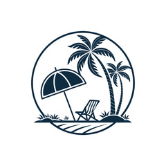 summer beach club,sun beach club,beach club silhouette logo vector line art logo design