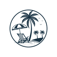 summer beach club,sun beach club,beach club silhouette logo vector line art logo design