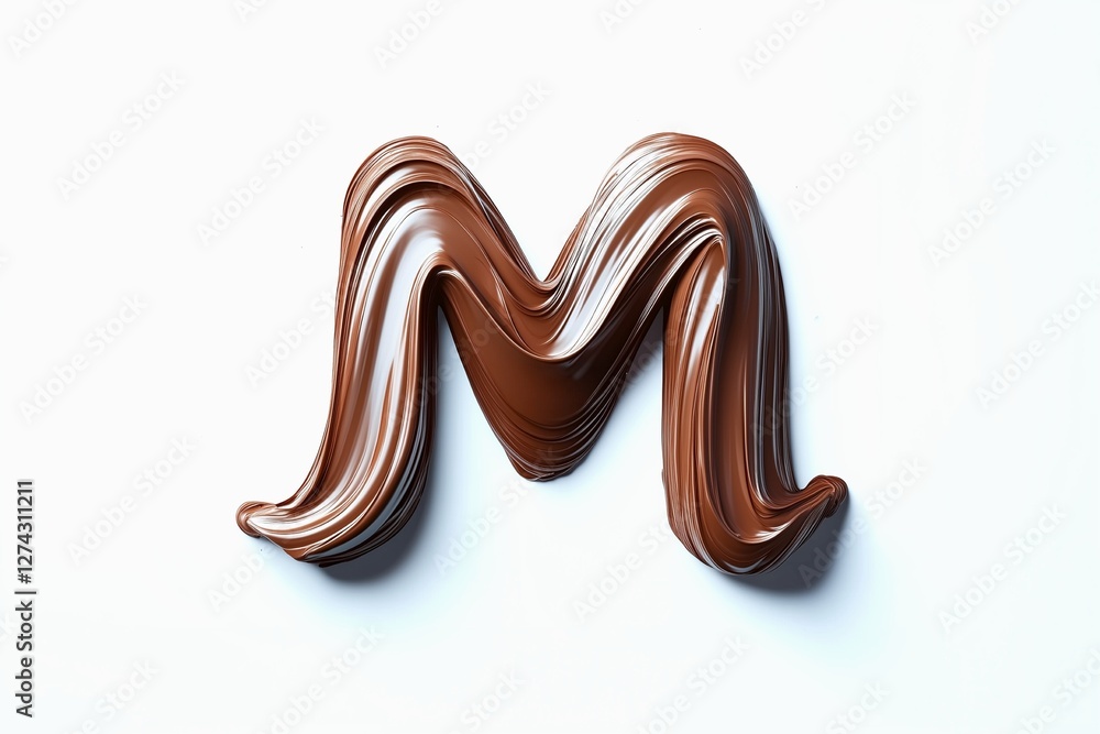 Fototapete letter m designed with flowing cocoa texture isolated on white background