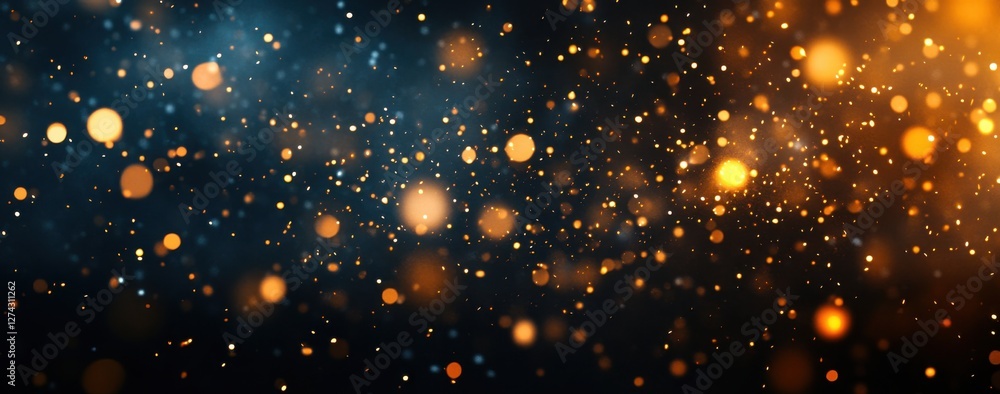 Poster abstract background with glowing particles, shimmering bokeh effect, colorful lights, depth of field
