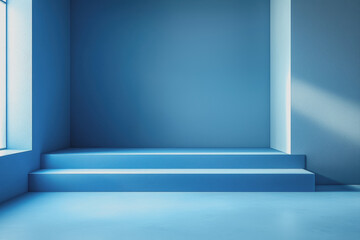 Obraz premium Blue room featuring a window blue walls and blue flooring with natural light illuminating the space