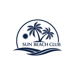 summer beach club,sun beach club,beach club silhouette logo vector line art logo design