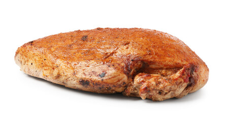 Piece of delicious baked turkey isolated on white