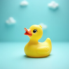 yellow duck toy isolated on transparent background in high quality