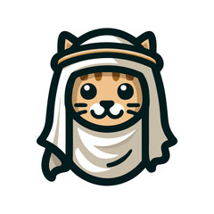 Cat wearing a traditional arab headdress.