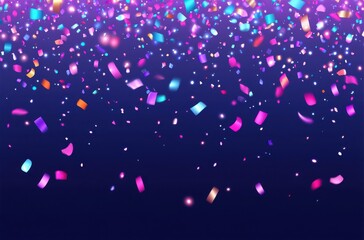 Colorful confetti falling from the top of the image with a dark background creating a festive and celebratory atmosphere for various occasions and events