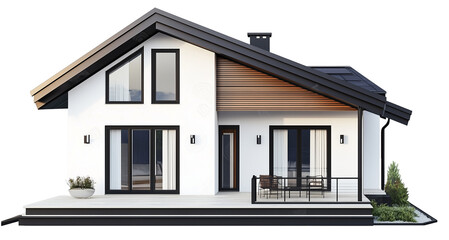 Obraz premium House 3d modern style rendering on transparent background. 
