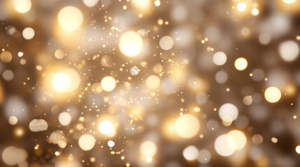 Golden Bokeh light background with shimmering circles for festive holiday concept