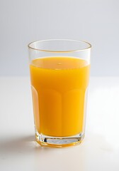 Fresh orange juice in clear glass on light background. Ideal for healthy lifestyle, breakfast, diet, citrus beverages, and organic food concepts.