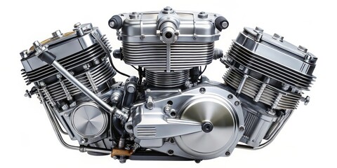 Motorcycle Engine, Isolated on White Background