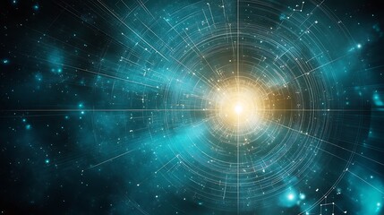 Obraz premium Expansive Cosmic Background with Radiating Light and Starry Space Elements for Creative Projects