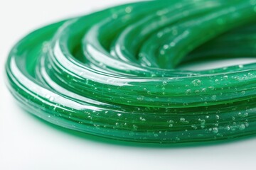 Emerald Green Licorice Candy Swirl Close Up on White Background Sweet Treat Delightful Confectionary Spiral Delicious Dessert Macro Shot Food Photography