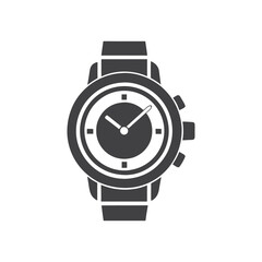 Hand watch silhouette vector, classic hand wristwatch icon in flat style design. Vector illustration