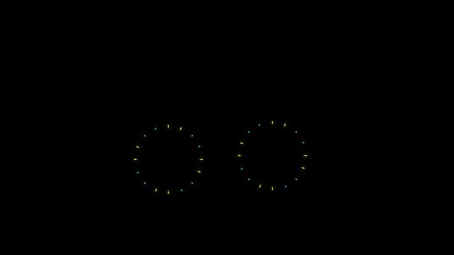 Circles fireworks explosion line shape blast, ellipse blast black screen animation. Pop-up line animation, Circle bursting, Geometric effects . Fast movement of modern fireworks explosion.4K