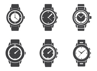 Wristwatch icon set. Hand watch flat icon vector, classic hand wristwatch icon. vector illustration