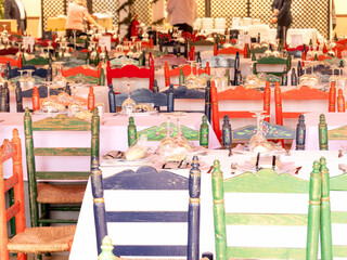 Detail of Chairs inside a Caseta at the Seville April Fair.