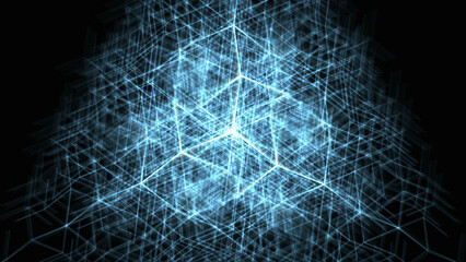 Abstract light blue lines with neon effect. Generative AI.
