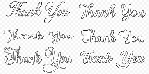 Thank you sign icon. Customer service symbol. vector thank you handwritten inscription. hand drawn lettering. Thank you calligraphy. Thank you card.  EPS 10.
