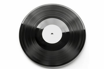 Obraz premium Black vinyl record on solid white background. Neural network AI generated