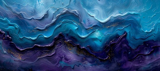 Obraz premium A gentle wave texture in blue and purple tones adorned with glittering stardust speckles