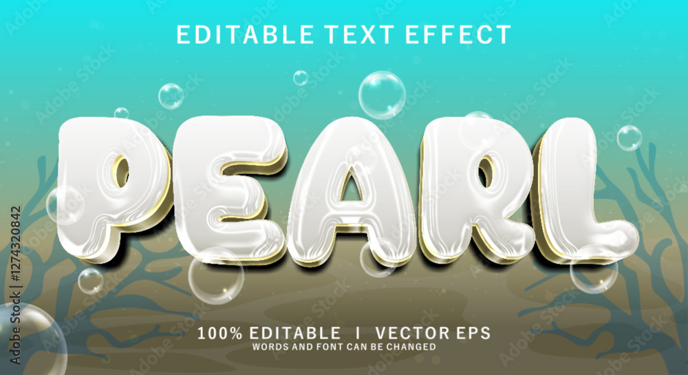 Aufkleber pearl 3d vector text effect with modern style design