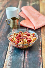 cherry dump cake served in a bowl