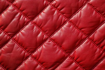 Fototapeta premium Quilted fabric. The texture of the blanket. Red textile