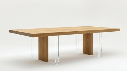 Modern Wooden Table with Clear Acrylic Legs