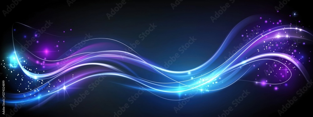 Poster abstract light waves with sparkles