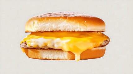 Delicious cheesy hamburger with melted cheese and juicy meat patty on a soft bun