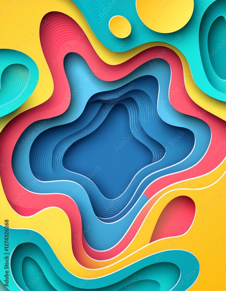 Aufkleber vector 3d abstract background with paper cut shapes. colorful carving art. generated image
