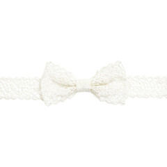 Elegant ivory lace bowtie ribbon on white