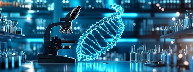 Medical analysis DNA research equipment. Research medical DNA lab science biotechnology scientist laboratory clinic medicine chemistry. 