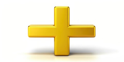 Obraz premium Golden Plus Sign on White Background