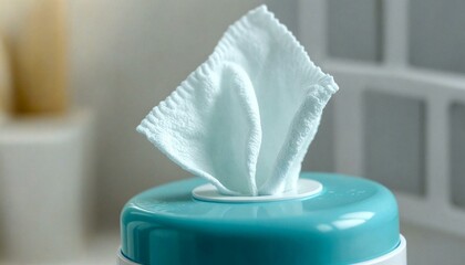 Close-up tissue in blue dispenser