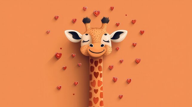 Adorable heartfelt moment savanna digital art playful environment close-up cute animal with heart patterns