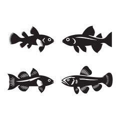 Artistic Goby fish silhouette, an iconic marine creature - Goby fish illustration - Minimalist Goby vector - Fish silhouette
