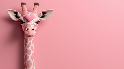 Heartwarming baby giraffe with heart pattern safari animal portrait playful environment close-up cute animal