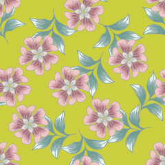 PrTrendy exotic hand drawn flowers seamless pattern. Floral background for textile, wallpaper, banner, covers, surface, printing and home decor. Flower vector illustration.