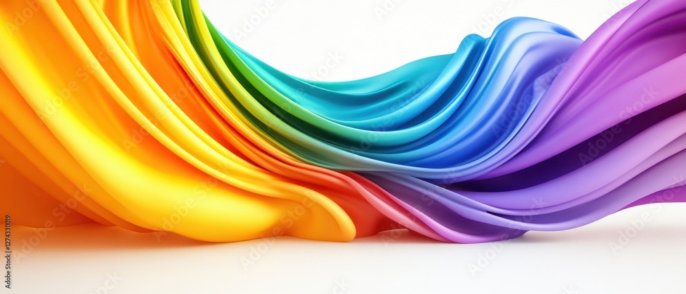 Poster vibrant rainbow wave abstract background with smooth curves and bright colors for modern design proj