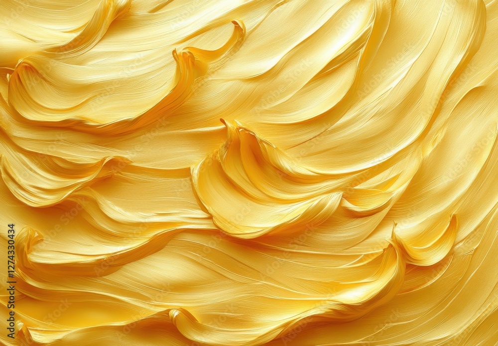 Poster elegant and fluid patterns of soft yellow buttercream swirls capturing light and texture in an artis